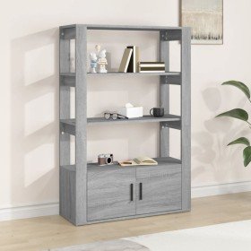 Aparador de madera contrachapada gris Sonoma 80x30x119,5 cm