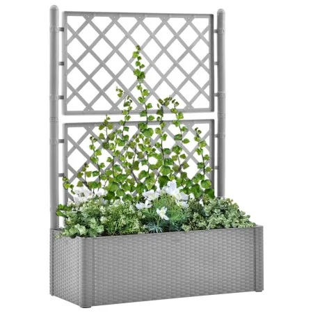 Flowerbed with trellis and gray automatic irrigation system by vidaXL, Pots and planters - Ref: Foro24-317578, Price: 146,97 ...