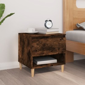 Mesita de noche madera contrachapada roble ahumado 50x46x50 cm Mesita de noche madera contrachapada roble ahumado 50x46x50 cm