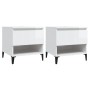 Mesas auxiliares 2 uds contrachapada blanco brillo 50x46x50 cm