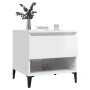 Mesas auxiliares 2 uds contrachapada blanco brillo 50x46x50 cm