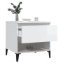 Mesas auxiliares 2 uds contrachapada blanco brillo 50x46x50 cm