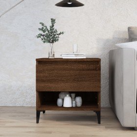 Mesa auxiliar madera contrachapada roble marrón 50x46x50 cm Mesa auxiliar madera contrachapada roble marrón 50x46x50 cm
