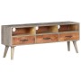 TV-Schrank aus massivem, rauem Mangoholz, grau, 130 x 35 x 51 cm von vidaXL, TV-Möbel - Ref: Foro24-321805, Preis: 184,82 €, ...