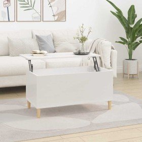Mesa de centro madera contrachapada blanco brillo 90x44,5x45 cm Mesa de centro madera contrachapada blanco brillo 90x44,5x45 cm