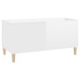 Mesa de centro madera contrachapada blanco brillo 90x44,5x45 cm