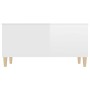 Mesa de centro madera contrachapada blanco brillo 90x44,5x45 cm