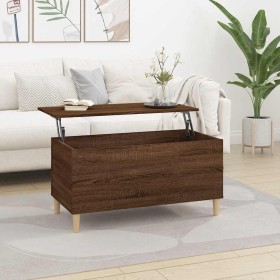 Mesa de centro madera contrachapada roble marrón 90x44,5x45 cm Mesa de centro madera contrachapada roble marrón 90x44,5x45 cm