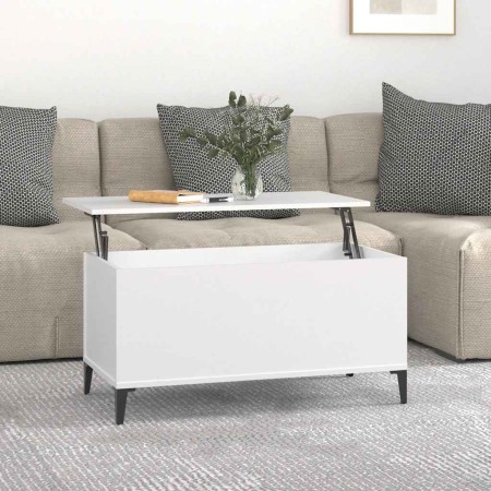 Mesa de centro madera contrachapada blanco 90x44,5x45 cm