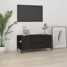 Mueble para TV madera contrachapada negro 102x44,5x50 cm Mueble para TV madera contrachapada negro 102x44,5x50 cm