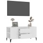 Mueble de TV madera contrachapada blanco brillo 102x44,5x50 cm en Muebles TV | Comprar online en Foro24