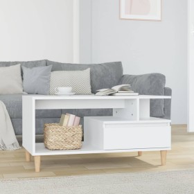 Mesa de centro madera contrachapada blanco brillo 90x49x45 cm Mesa de centro madera contrachapada blanco brillo 90x49x45 cm