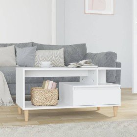 Mesa de centro madera contrachapada blanco brillo 90x49x45 cm Mesa de centro madera contrachapada blanco brillo 90x49x45 cm