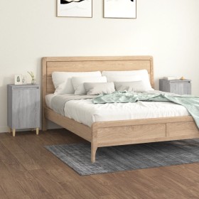 Mesitas de noche 2 uds madera contrachapada gris 40x35x70 cm en Mesitas de noche | Comprar online en Foro24