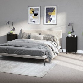 Mesitas de noche 2 uds madera contrachapada negro 40x35x70 cm Mesitas de noche 2 uds madera contrachapada negro 40x35x70 cm