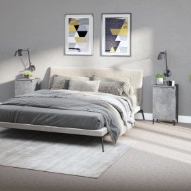 Mesitas de noche 2 uds madera gris hormigón 40x35x70 cm Mesitas de noche 2 uds madera gris hormigón 40x35x70 cm