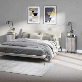 Mesitas de noche 2 uds madera contrachapada gris 40x35x70 cm Mesitas de noche 2 uds madera contrachapada gris 40x35x70 cm