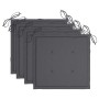Sillas de jardín 4 uds madera teca con cojines gris antracita