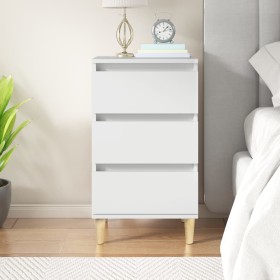 Mesita de noche madera contrachapada blanca 40x35x70 cm Mesita de noche madera contrachapada blanca 40x35x70 cm