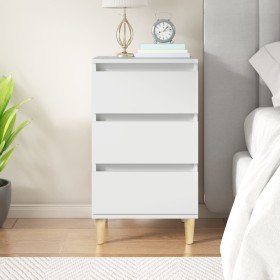 Mesita de noche madera contrachapada blanca 40x35x70 cm Mesita de noche madera contrachapada blanca 40x35x70 cm