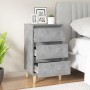 Mesita de noche madera contrachapada gris hormigón 40x35x70 cm