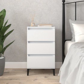 Mesita de noche madera contrachapada blanca 40x35x70 cm Mesita de noche madera contrachapada blanca 40x35x70 cm