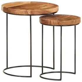 Set Couchtische 2 Stück massives Akazienholz und Stahl von vidaXL, Couchtisch - Ref: Foro24-321706, Preis: 119,45 €, Rabatt: %