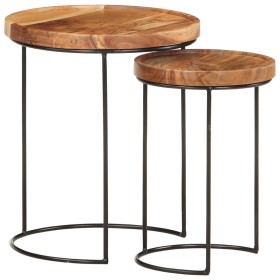 Set of 2 solid acacia wood and steel coffee tables by vidaXL, Coffee table - Ref: Foro24-321706, Price: 122,11 €, Discount: %