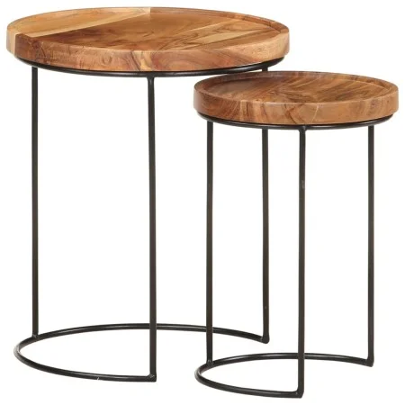 Set of 2 solid acacia wood and steel coffee tables by vidaXL, Coffee table - Ref: Foro24-321706, Price: 115,11 €, Discount: %