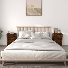 Mesitas de noche 2 uds color roble ahumado 40x35x70 cm Mesitas de noche 2 uds color roble ahumado 40x35x70 cm