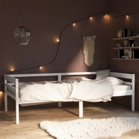 Solid white pine wood bed frame 90x200 cm by vidaXL, Beds and slatted bases - Ref: Foro24-322052, Price: 121,02 €, Discount: %