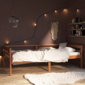 Solid pine wood bed frame honey brown 90x200 cm by vidaXL, Beds and slatted bases - Ref: Foro24-322053, Price: 69,36 €, Disco...
