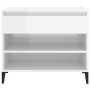 Mueble zapatero madera contrachapada blanco brillo 70x36x60 cm