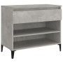 Mueble zapatero madera contrachapada gris hormigón 70x36x60 cm