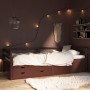 Cama con cajones y armario madera pino marrón oscuro 90x200 cm de vidaXL, Camas y somieres - Ref: Foro24-322059, Precio: 225,...