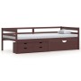 Cama con cajones y armario madera pino marrón oscuro 90x200 cm de vidaXL, Camas y somieres - Ref: Foro24-322059, Precio: 225,...
