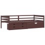 Cama con cajones y armario madera pino marrón oscuro 90x200 cm de vidaXL, Camas y somieres - Ref: Foro24-322059, Precio: 225,...