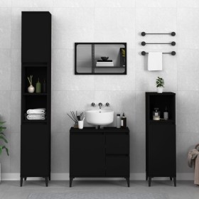 Armario de baño madera contrachapada negro 30x30x190 cm Armario de baño madera contrachapada negro 30x30x190 cm