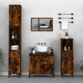 Armario de baño madera contrachapada roble ahumado 30x30x190 cm Armario de baño madera contrachapada roble ahumado 30x30x190 cm
