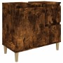 Armario de baño madera contrachapada roble ahumado 65x33x60 cm