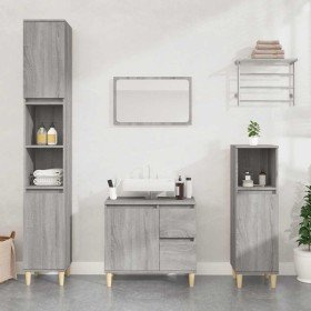 Armario de baño madera contrachapada gris Sonoma 65x33x60 cm en Tocadores de baño | Comprar online en Foro24