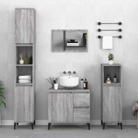 Armario de baño madera contrachapada gris Sonoma 65x33x60 cm Armario de baño madera contrachapada gris Sonoma 65x33x60 cm
