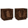 Mesitas noche 2 uds madera contrachapada roble humo 44x35x45 cm