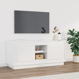 Mueble de TV madera contrachapada blanco brillo 102x35x45 cm en Muebles TV | Comprar online en Foro24