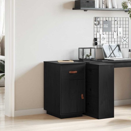 Armario de escritorio madera maciza de pino negro 40x50x75 cm