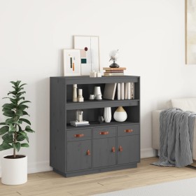 Aparador alto madera maciza de pino gris 100x40x108,5 cm Aparador alto madera maciza de pino gris 100x40x108,5 cm