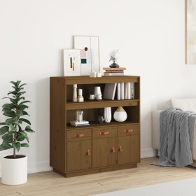 Aparador alto madera maciza de pino marrón miel 100x40x108,5 cm Aparador alto madera maciza de pino marrón miel 100x40x108,5 cm