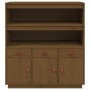 Aparador alto madera maciza de pino marrón miel 100x40x108,5 cm