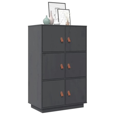 Aparador de madera maciza de pino gris 67x40x108,5 cm