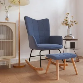 Rocking chair with blue fabric footrest by vidaXL, Rocking chairs - Ref: Foro24-328022, Price: 161,44 €, Discount: %